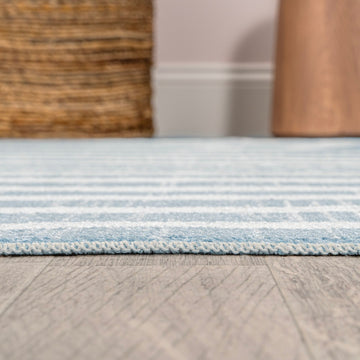 Maze Abstract Two-Tone Low-Pile Machine-Washable Area Rug
